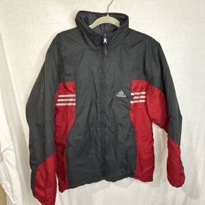 Vintage Adidas Reversible Puffer Jacket Parka Mens small Gray Red